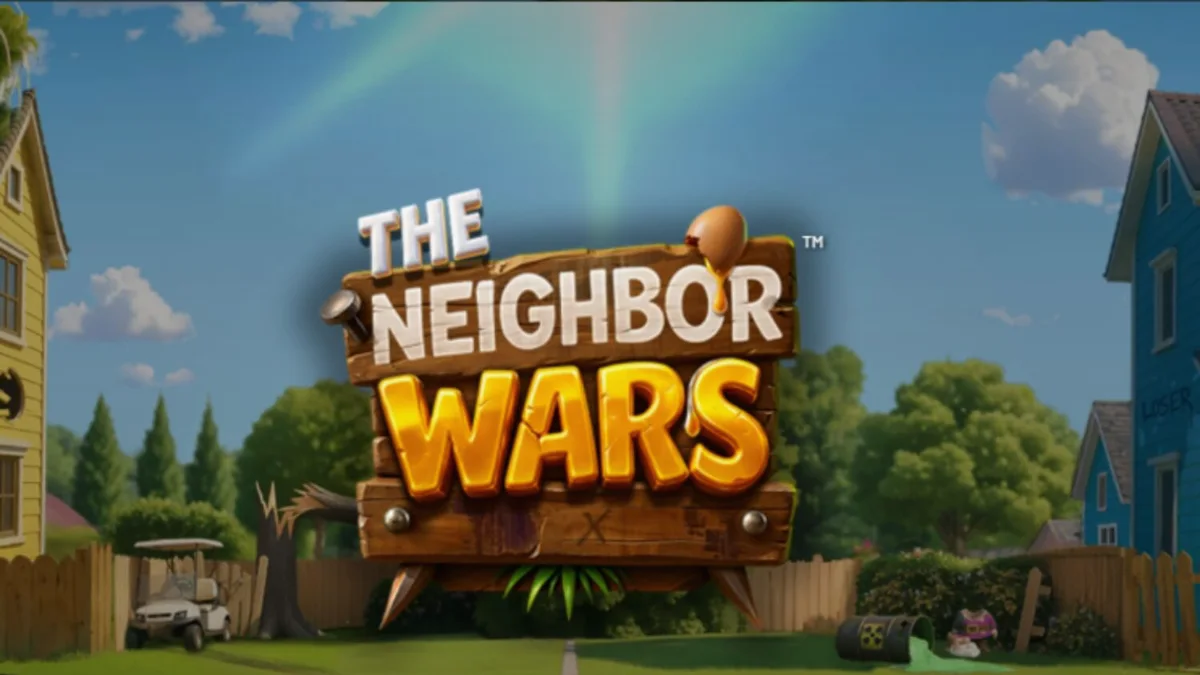 The Neighbor Wars slot game interface with suburban feud theme